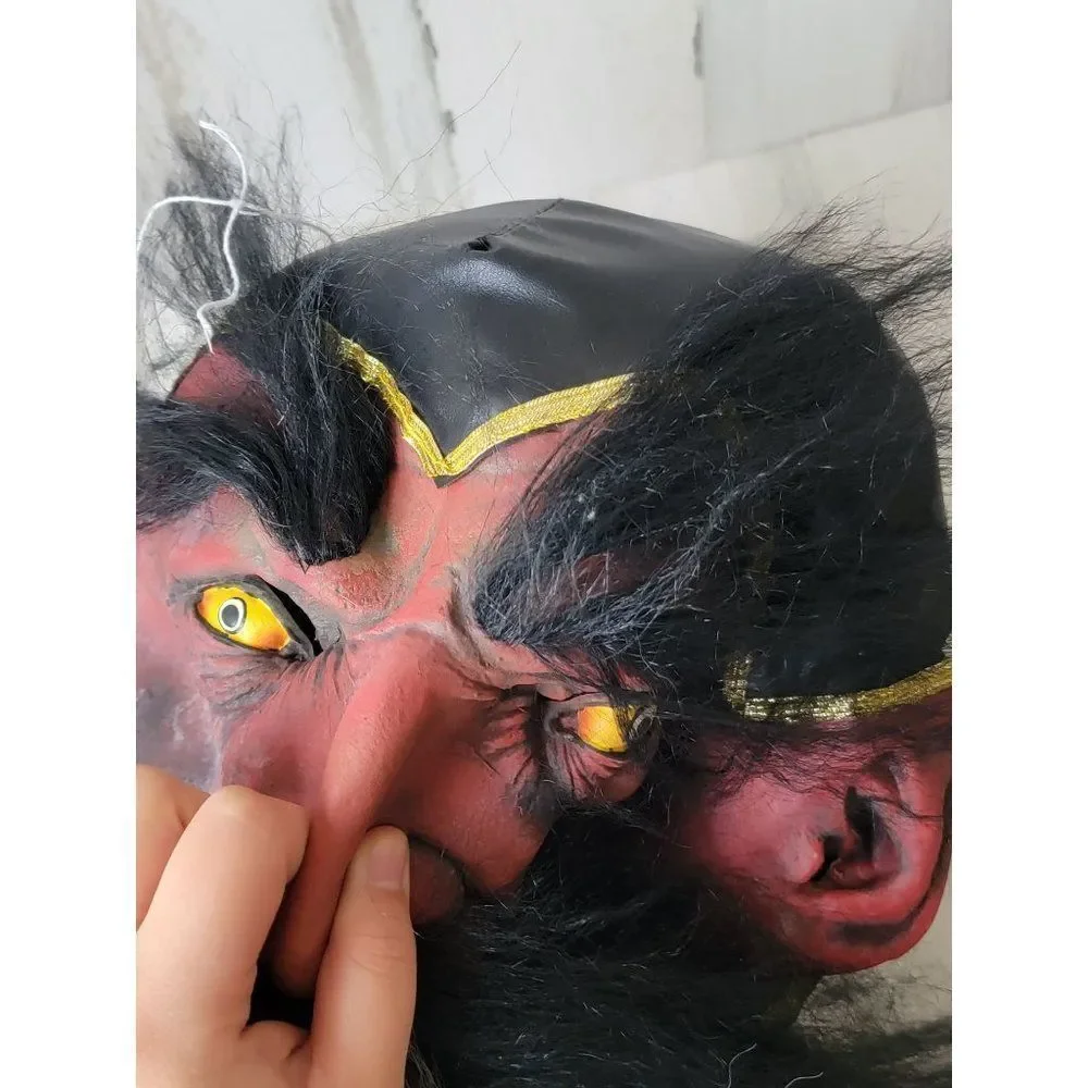 Mario chiodo studios 2004 devil mask rubber red face hair Halloween costume scar